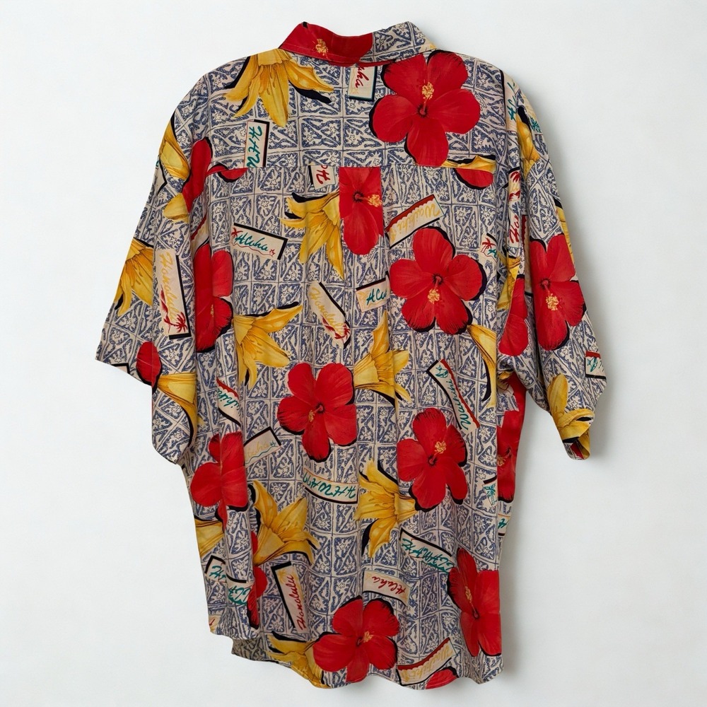 Vintage 90s Alexander Julian Colours Floral Hawaiian Shirt Men XL Button Up - Picture 2 of 11